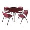 Kee Kee Square Table & Chair Set, Wood, Metal, Plastic Top, Mahogany TB4848MHBPCM47BY - alternate 1